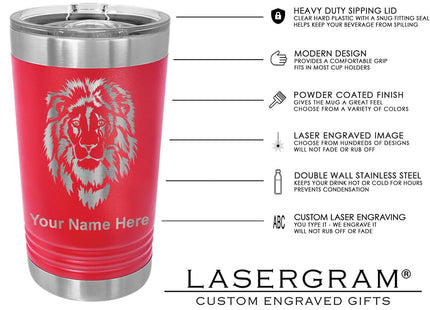 LaserGram Personalized 16oz Pint Tumbler, Lobster (Red)