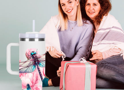 momocici 40oz Dragonfly Tumbler with Handle Gifts for Women.Dragonfly Lover Cups Tumbler Gifts for Women.40 oz Birthday Christmas Dragonfly Cup Tumblers for dragonfly lover.