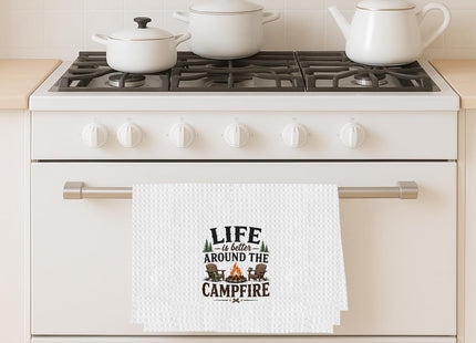Elmsfell Camping Kitchen Towel 16x24, Life is Better Around the Campfire