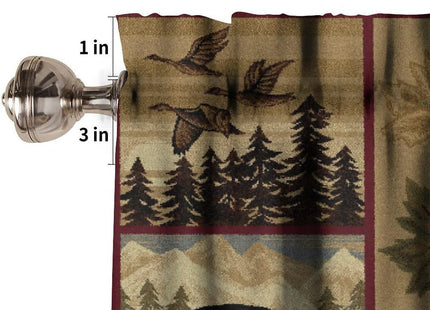 JanJCurt Rustic Moose Deer Valance, Country Lodge Cabin Retro Bear Farmhouse Camp Woodland Animal Print Blackout Short Window Treatment for Kitchen Bathroom Bedroom, 54x18inch