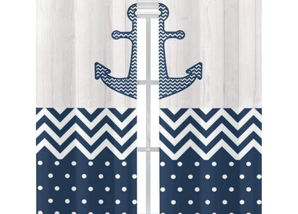 Navy Blue Anchor Blackout Curtains - Nautical Theme Abstract Dot Chevron Design Grommet Window Treatment Set Energy Saving Thermal Insulated Drapes for Living Room Nursery,2 Panels 45L x 21W