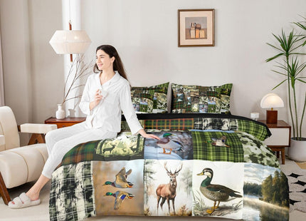 Erosebridal Cabin Rustic Deer 7 Piece Comforter Set Full Bed in A Bag