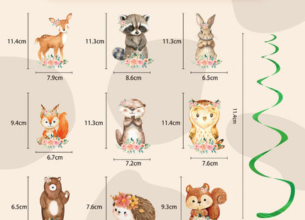 18pcs Woodland Animal Hanging Swirls Decorations Forest Woodland Animal Swirls Ceiling Streamers Decor for Forest Woodland Themed Birthday Party Deocr Supplies
