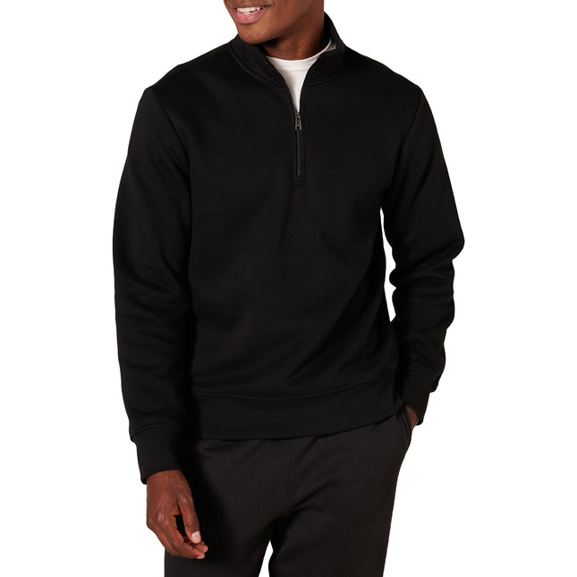 Amazon Essentials Men's Long-Sleeve Quarter-Zip Pullover Fleece Sweatshirt, Midweight, Black, Large