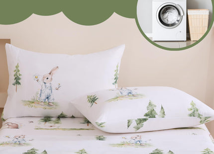 Yibeizi Camper Themed Sheet Set Twin Size Kids Woodland Animals Bedsheets