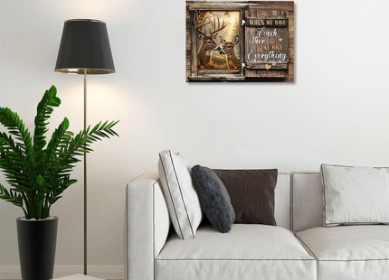 Farmhouse Deer Couple Decor Wall Art, Rustic Country Pictures 12"x16"