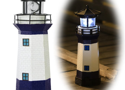 HSHD Lighthouse with Rotating Beacon LED Lights - Solar Lighthouse Lamp Outdoor Decorative for Garden Patio Well Cover Gifts(Blue2)