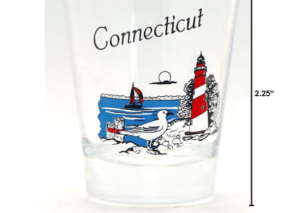 World By Shotglass Connecticut Lighthouse Scene Shot Glass