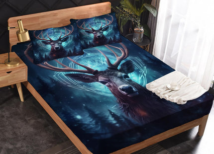 King Size Sheets Set - Deer Bed Sheets, Woodland Animal Bedding Sheets & Pillowcases, Soft Microfiber & Deep Pocket & Wrinkle Free Patterned Sheet Set, 1 Fitted Sheet, 1 Flat Sheet, 2 Pillow Cases