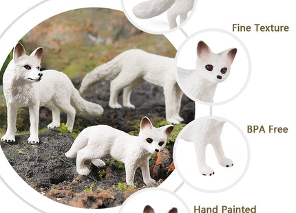 RCOMG 7PCS Fox Toy Figures, Plastic Forest Animals Fox Figurines Set Include Arctic Fox & Red Foxes Toys, Cake Topper Party Favor Gift for Kids Children Toddlers