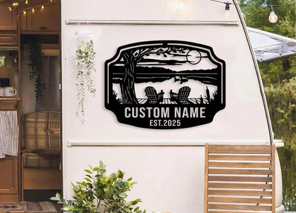 Personalized Lake House Metal Sign, Forest Lake Decor, Custom Lake House Name Sign, Outdoor Camping Plaque, Front Porch Decor,Cabin Sign (Style-6)