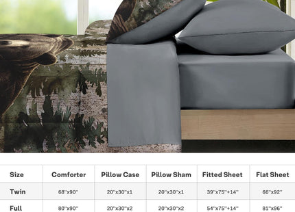 Nesker King Comforter Set with Sheets, 7 Pieces Bear Wildlife Bedding