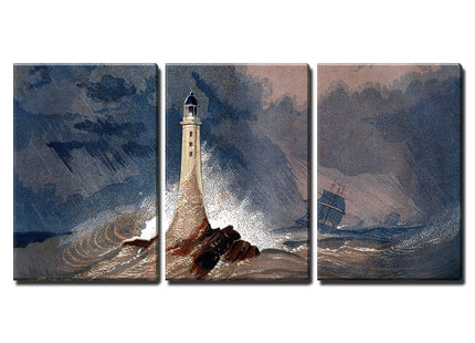 wall26 Vintage Eddystone Lighthouse - Canvas Art Wall Art - 24"x36"x3 Panels