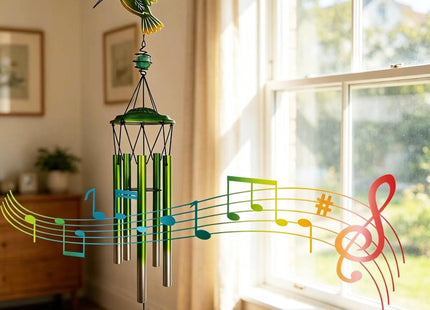 Hummingbird Wind Chimes, Outdoor Metal Wind Chimes Decor for Outside/Indoors, Home, Lawn, Porch, Patio, Gifts,Garden,Yard Decoration (Green Hummingbird)
