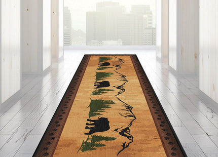 Tinideya 2 x 6.6 ft Rustic Cabin Bear Area Rug Non Skid Lodge Runner