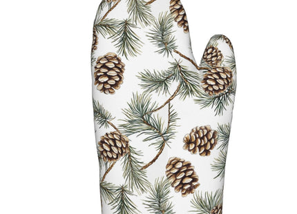 Winter Pine Cones Green Oven Mitts and Pot Holders Sets Heat Resistant Non Slip Christmas Branch Pinecone Kitchen Gloves Hot Pads Potholders 2 Pack Set Holiday Decor for Chef Cooking Bakers Kitchen