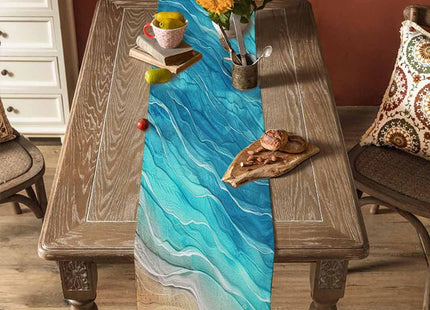 Boanket Turquoise Beach Table Runner - 48 Inch Long, Summer Coastal Kitchen Dining Table Runner Dresser Scarves, Teal Ombre Nautical Seaside Home Decor for Coffee Table Wedding Party Banquet