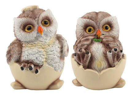 Restynic Owl Figurines Decor, 2 Piece Resin Owl Shelf Statues