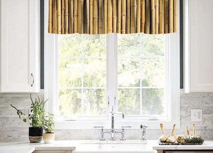 ZhiRain Bamboo Valance Curtain Forest Tree Nature Image Asian Themed Rod Pocket Valance Window Treatments 1 Panel Short Curtains for Kitchen Farmhouse Living Room Bathroom Decor 54 x 18 in