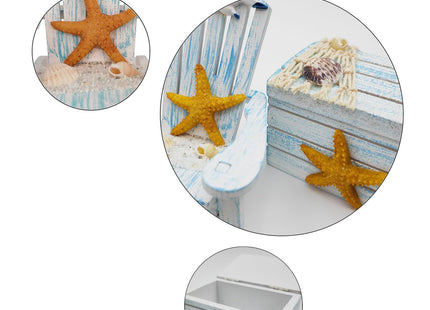 AzsVbvs 2 Pack Wooden Handmade Mini Chair Box Beach Decor Nautical Theme Decoration for Home Office Desk (Starfish)