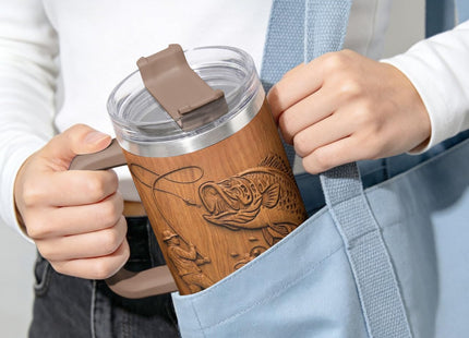 34HD Fishing Love You More 40 oz Tumbler with Handle, Romantic Gift
