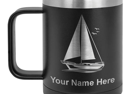 LaserGram 15oz Vacuum Insulated Coffee Mug, Sailboat, Personalized Engraving Included