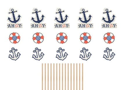 Ahoy - Nautical Party Centerpiece Sticks - Table Toppers - 15pc