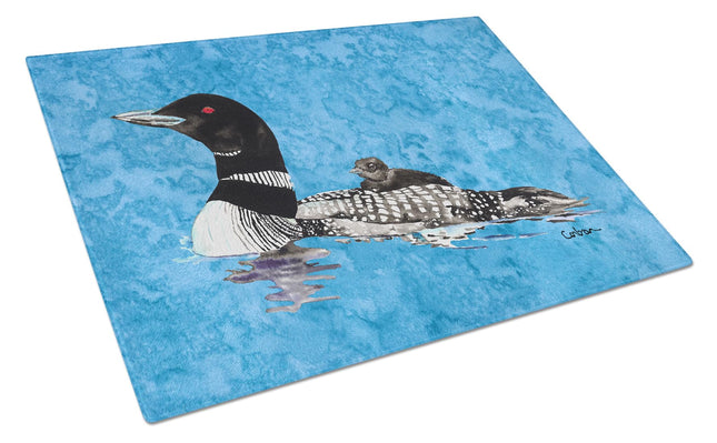 Caroline's Treasures 8718LCB Momma and Baby Loon Glass Cutting Board Large Decorative Tempered Glass Kitchen Cutting and Serving Board Large Size Chopping Board