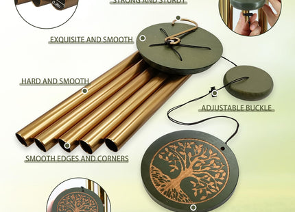 Wind Chimes for Outdoor & Gifts – Engraved Tree of Life