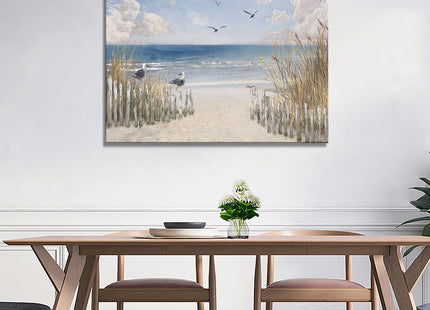 XXMWallArt FC3781 Sandy Beach Wall Art Canvas Print Wall Art Seascape Blue Print Home Decor Abstract Coastal Picture Modern Ocean Artwork for Living Room Bedroom Bathroom Office Decor