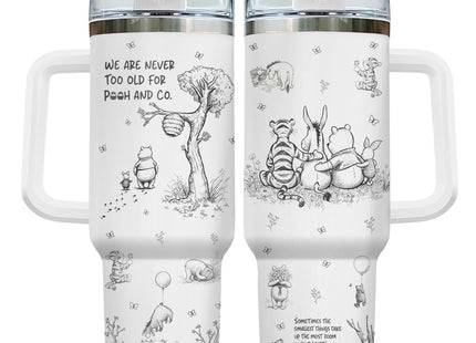 GEPOSTORE Woodland Bear Friends Sketch Tumbler 40oz with Handle and Straw