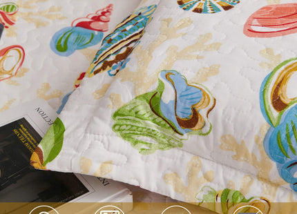 CHESITY Beach Quilts Set Full/Queen Size Ocean Bedspread Lightweight Coastal Quilt Reversible Bedding Cover Nautical Coverlet Set Seashell Conch Beach Comforter Cover Conch Sheet(90"x90")