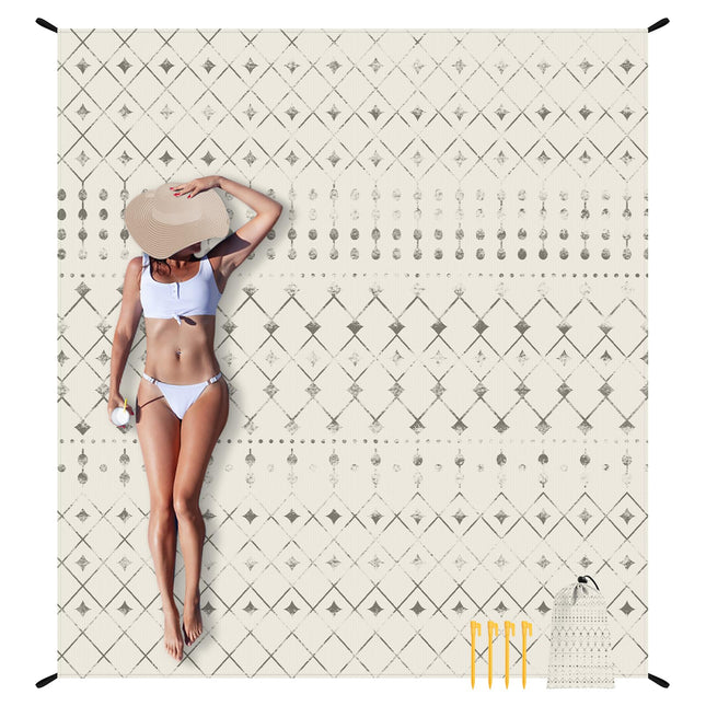 Beach Blanket Waterproof Sandproof, 78"×86" Large Picnic Blankets for 2-4 Adult, Lightweight Quick Dry Polyester Beach Mat for Outdoor, Travel, Camping, Beach Vacation Essentials Must Have Accesorries