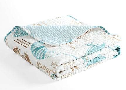 Lush Decor Harbor Life Throw Blanket, 50" W x 60" L, Blue & Taupe - Throw Blankets for Bed - Couch Blanket - Coastal Throw Blanket for Couch