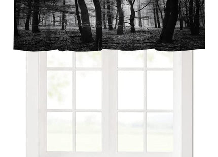 AAVEUP Dark Forest Valance Curtain Gothic Mist Black Nature Eerie Forest Plants Window Treatment Valances Curtains for Kitchen Living Room Bedroom 54x18 in