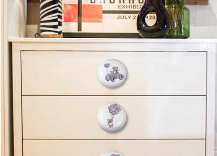 Lasyman 8Pack1.5 Ceramic Pink Bear Knob Cute Safari Animals Kids Nursery Furniture Cabinet Room Dresser Drawer Pulls and Knobs