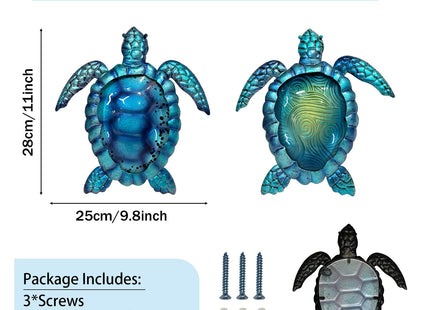 LIFFY Metal Turtle Wall Art Decor Ocean Wall Hanging Coastal Wall Sculptures Beach Theme Wall Decoration for Indoor Outdoor Bathroom Beach Garden Pool (10", 2 pcs)