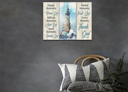 remzoke Lighthouse Wall Art Nautical Decor Ocean Coastal Canvas Painting Prints Christian Religious Quotes Pictures Wall Decor Modern Artwork Home Decoration for Bathroom Bedroom Living Room 16"x12"