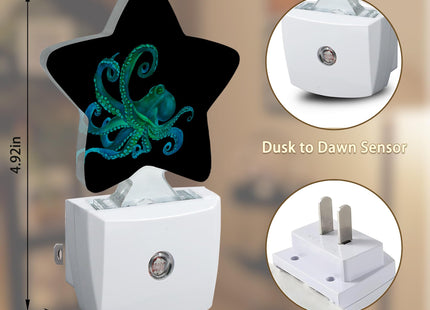 Losthll Green Octopus Night Light Plug-in Dusk to Dawn Smart Sensor White Led Nightlight for Bedroom Bathroom Kitchen Hallway Stairs Energy Efficient Decor Desk Lamp