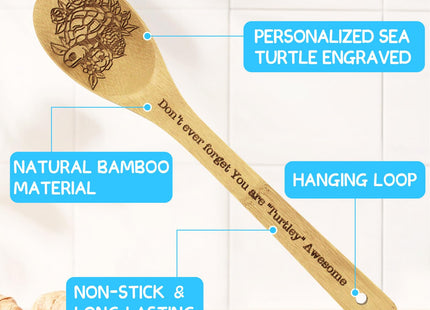 Sea Turtle Gifts for Women 6PCS Unique Sea Turtle Print Bamboo Spoons Gifts Set with Keychain Sea Turtle Decor Kitchen Gifts for Mom Bestie Teacher