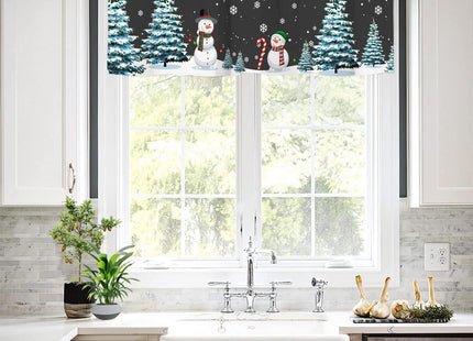 Nextchange Christmas Snowman Window Valances Pine Tree Snowy Kitchen Short Curtains with Rod Pocket Valance Drapes Xmas Farmhouse Window Treatment for Living Room Bathroom Decor 54" X 18"