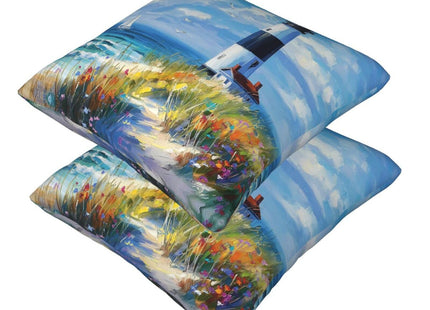 Ecixzyo Lighthouse Throw Pillow Covers 18x18 Set of 2 Square Pillow Case for Home Decor Couch Room