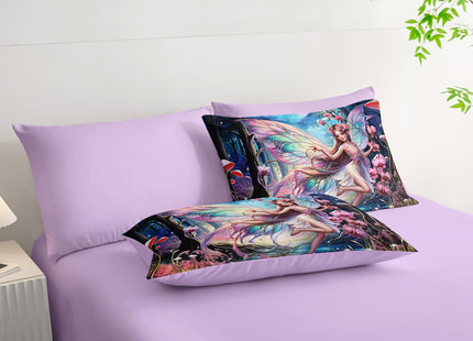 AILONEN Beautiful Butterfly Fairy Comforter Set, Twin Size 7-Piece,Magic Mushroom Bedding Set for Kids,Mysterious Fairy Forest Comforter & Fitted Sheet & Flat Sheet,2 Pillowcases,2 Pillow Shams