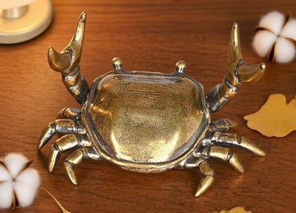 Blltzzz Crab Pen Holder,Brass Crabs Figurine,Funny Weightlifting Crabs Desk Pen Stand,Creative Crab Tea Pet,Gold Animal Decor for Office Home Display Bookshelf Decorations (2)