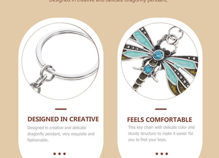 PRETYZOOM Dragonfly Keychain, Rhinestone Dragonfly Bag Charms Butterfly Purse Hanging Pendant Key Holder for Women