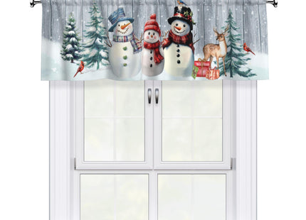 DZGlobal Snowman Valances for Windows - Winter Cafe Curtains Moose Birds Trees Half Curtains for Bathroom Basement Bedroom