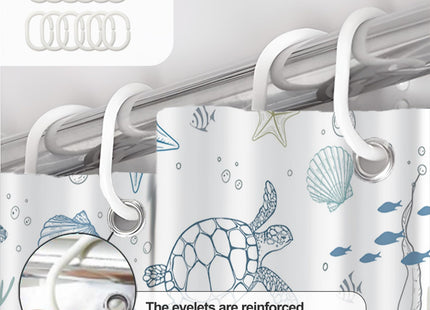 TYLCLTX Blue Ocean Shower Curtain Beachy Turtle Seashe Shower Curtain for Bathroom Nautical Coastal Printing Waterproof Fabric Bathroom Decor 72x72inch