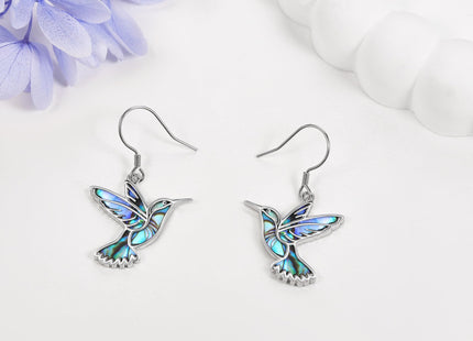 Hummingbird Earrings Abalone Shell 925 Sterling Silver Bird Earrings Dangle Hummingbird Jewelry Gifts for Women Mom Hummingbirds Lovers