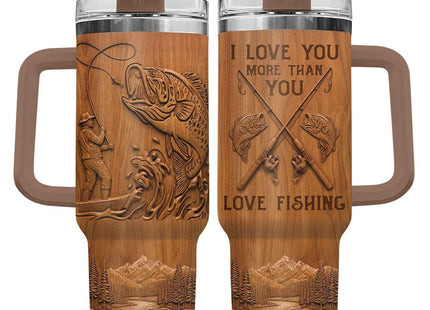 34HD Fishing Love You More 40 oz Tumbler with Handle, Romantic Gift