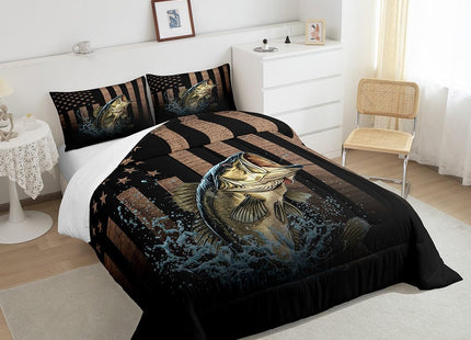 Feelyou American Flag Fishing Hunting Comforter Set Full Size Kids Boys